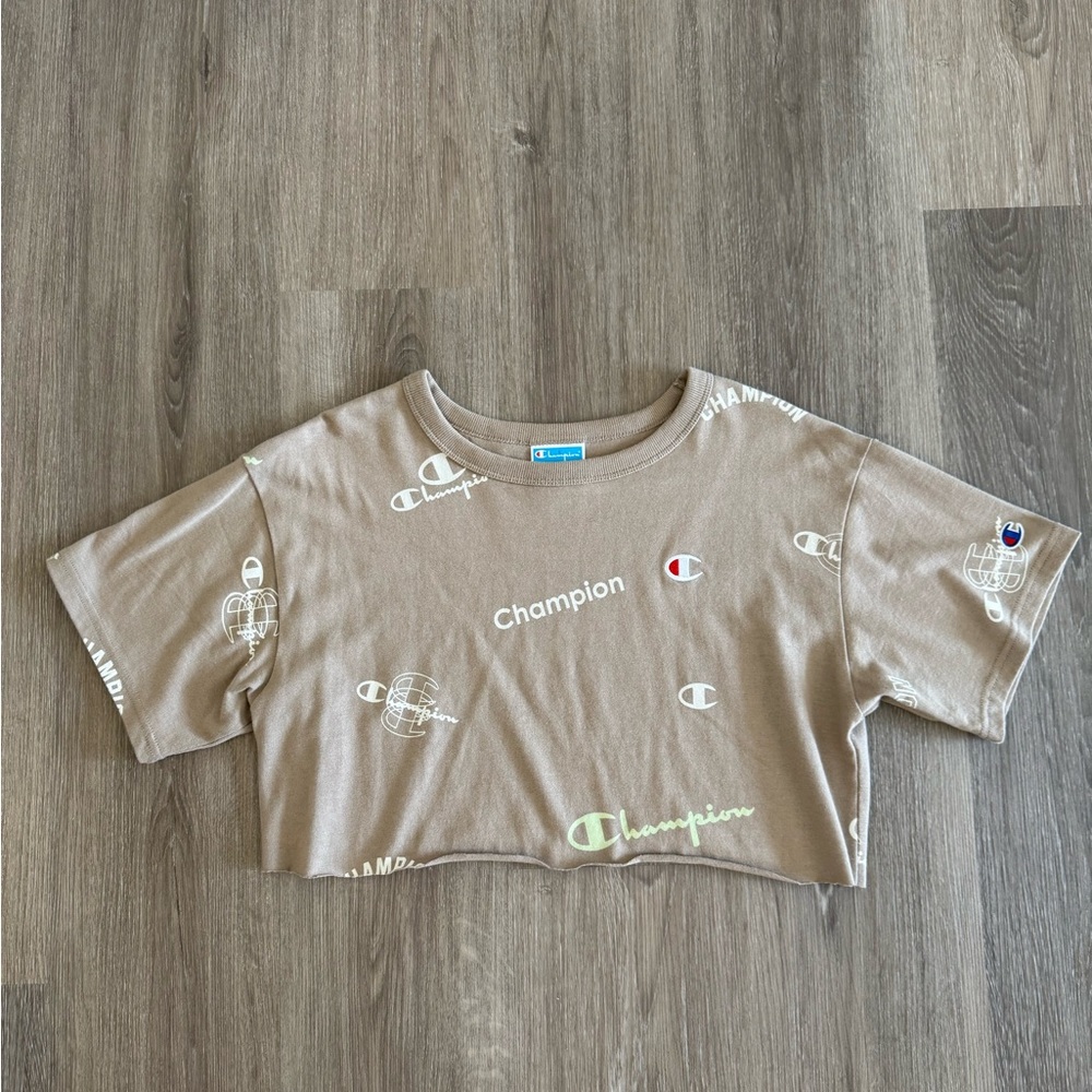 Champion Rigid Cut Cropped Tan T-Shirt